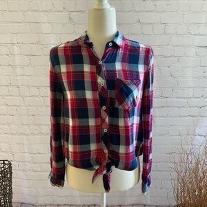 HARPER Heritage Plaid Long Sleeved Front Tie Button Down S